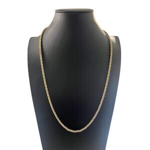 Vintage Signed Monet Gold & Silver Tone Rope Chain Necklace